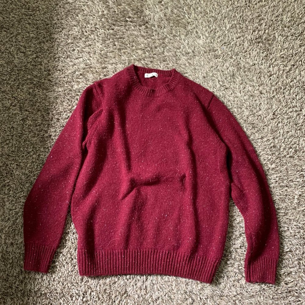 Men's Small Red Knit British Khaki Winter Sweater